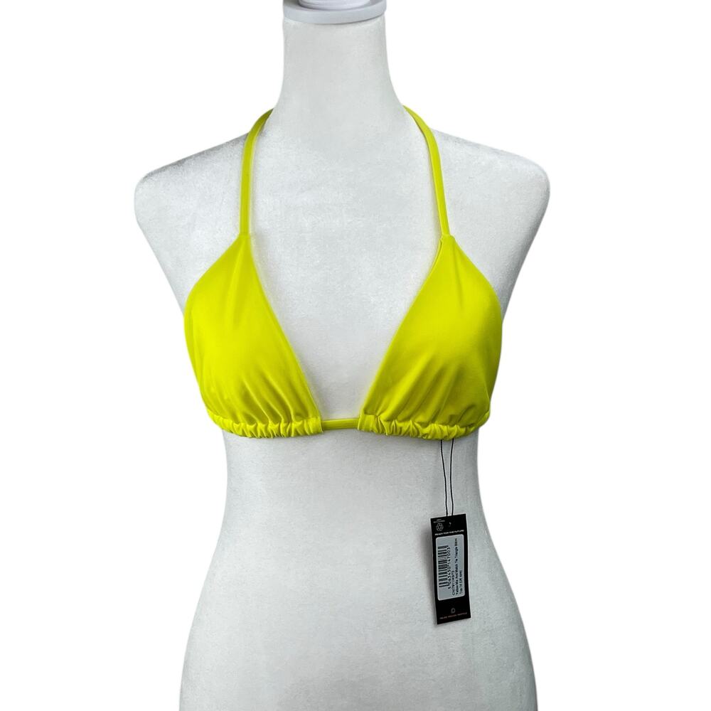 PrettyLittleThing Yellow Tie Triangle Beach Bikini Top L 10 NWT Resortwear Swim